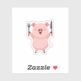 Pegatina Cute Hungry Piggy Die Cut Sticker