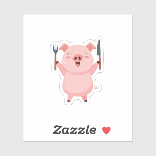 Pegatina Cute Hungry Piggy Die Cut Sticker (Hoja)