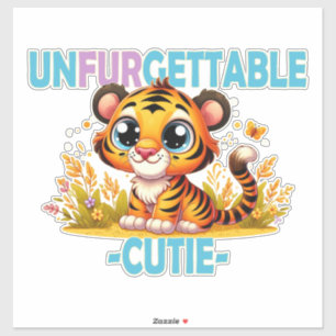 Pegatina Cute inolvidable juego de palabras divertido. Tigr