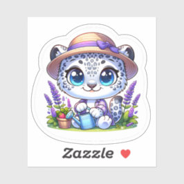 Pegatina Cute Kawai Flower Gardening Snow Leopard Stickers