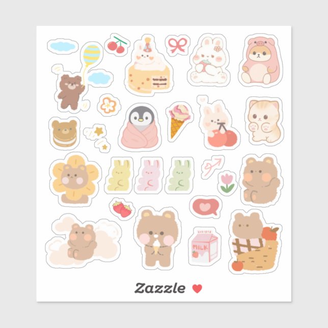 Pegatina Cute Kawaii Animal Sticker (Hoja)