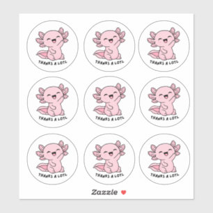 Pegatina Cute Kawaii Axolotl Hoja de Stickers de Agradecimi