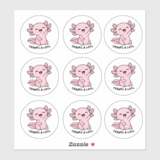 Pegatina Cute Kawaii Axolotl Hoja de Stickers de Agradecimi