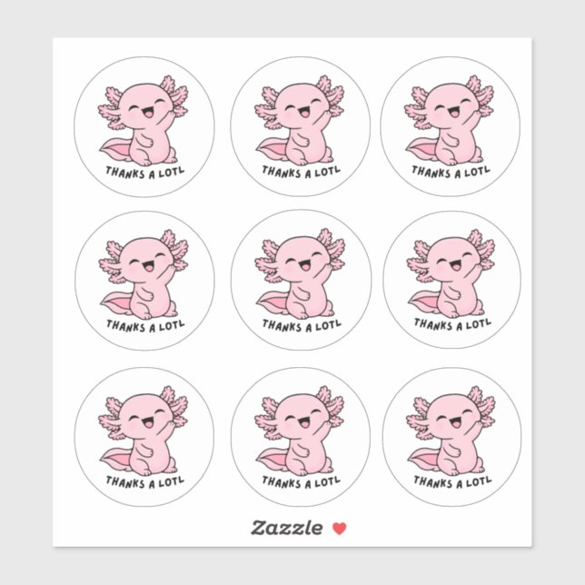 Pegatina Cute Kawaii Axolotl Thank You Sticker Sheet  (Hoja)