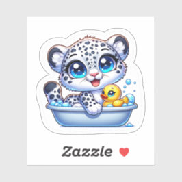 Pegatina Cute Kawaii Bath Snow Leopard Sticker