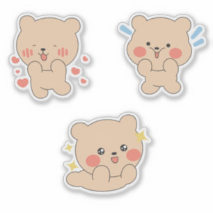 Pegatina Cute Kawaii Bear Sticker Adorable Blushing Bear