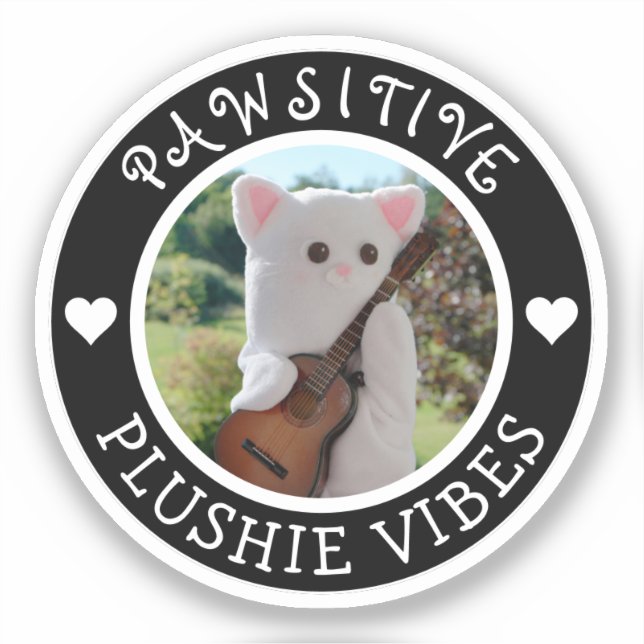 Pegatina Cute Kawaii Black Pawsitive Plushie Vibes Foto (Anverso)