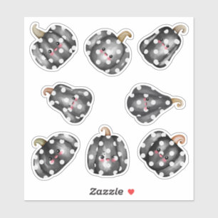 Pegatina Cute Kawaii Black Polkadot Pumpkins Cae Halloween