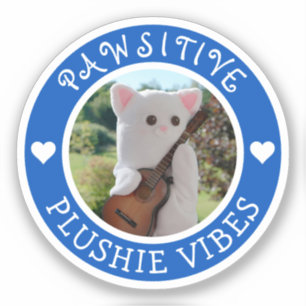 Pegatina Cute Kawaii Blue Pawsitive Plushie Vibes Foto