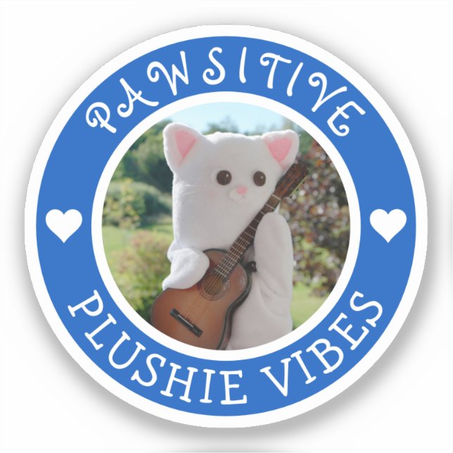 Pegatina Cute Kawaii Blue Pawsitive Plushie Vibes Foto (Anverso)