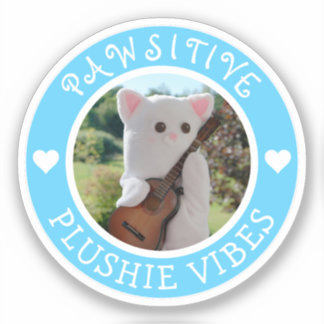 Pegatina Cute Kawaii Blue Pawsitive Plushie Vibes Foto