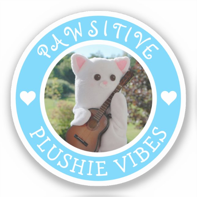 Pegatina Cute Kawaii Blue Pawsitive Plushie Vibes Foto (Anverso)