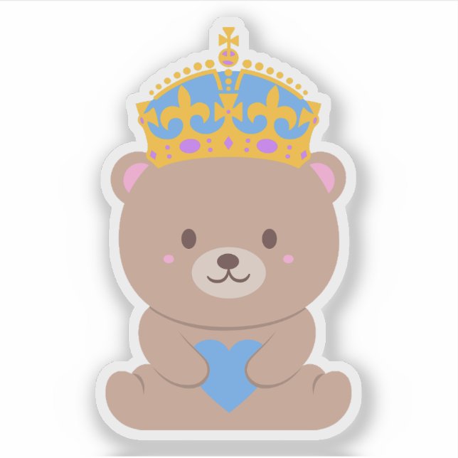 Pegatina Cute Kawaii Blue Pink Royal Prince Bear (Anverso)