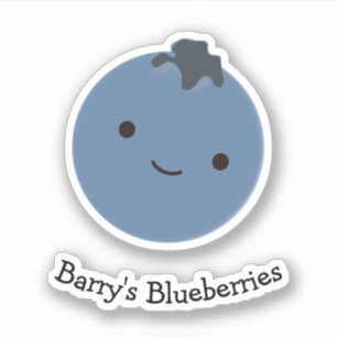 Pegatina Cute Kawaii Blueberry con texto de Personalizable