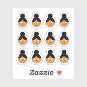 Pegatina Cute Kawaii Brown Chica sonriente negro