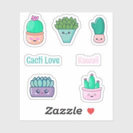 Pegatina Cute Kawaii Cactuses