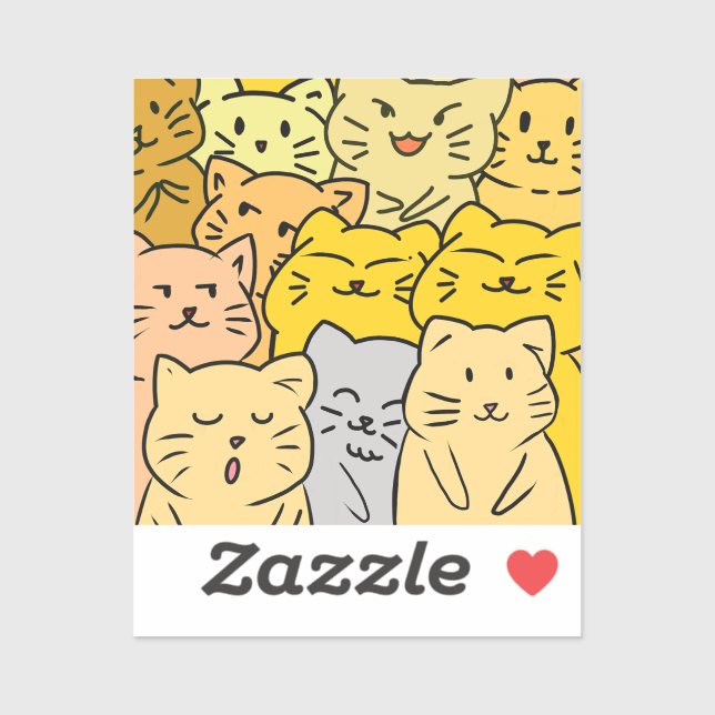 Pegatina Cute Kawaii Cat Illustration Stickers (Hoja)