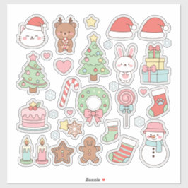 Pegatina Cute Kawaii Christmas Collection: Pastel Animals