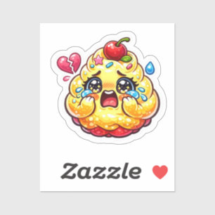Pegatina Cute Kawaii Cupcake Triste Llorando con Sticker Ro
