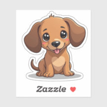 Cute Kawaii Dachshund, feliz cachorro, pequeño