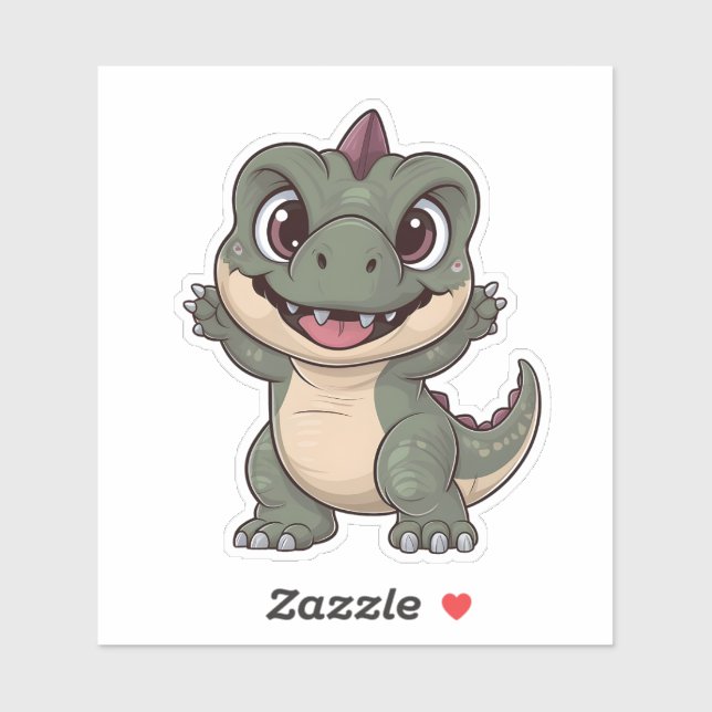 Pegatina Cute Kawaii Dinosaur Adorable Dino Design para div (Hoja)