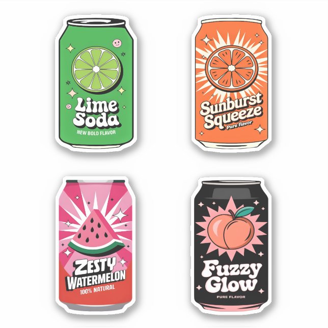 Pegatina Cute Kawaii Fun Fruity Juice Drink Mini Combo Set (Anverso)