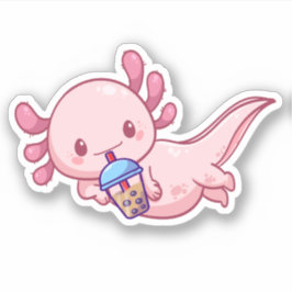 Pegatina Cute Kawaii Funny Axolotl Boba Tea de burbuja