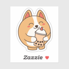 Pegatina Cute Kawaii Funny Corgi Dog Boba