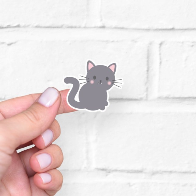 Pegatina Cute Kawaii Gato Gris Sticker (Subido por el creador)