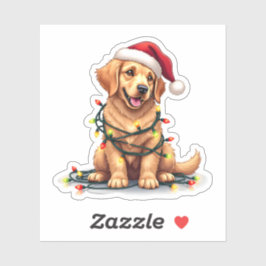 Pegatina Cute Kawaii Golden Retriever Santa Hat