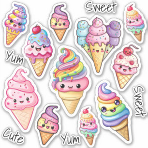 Pegatina Cute Kawaii Hijos Crema De Hielo