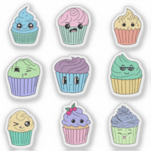 Pegatina Cute Kawaii Hoja de Stickers de Cupcake