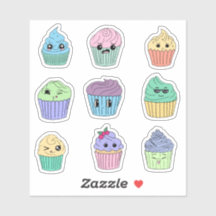 Cute Kawaii Hoja de Stickers de Cupcake