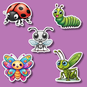 Pegatina Cute Kawaii Insect Set impermeable