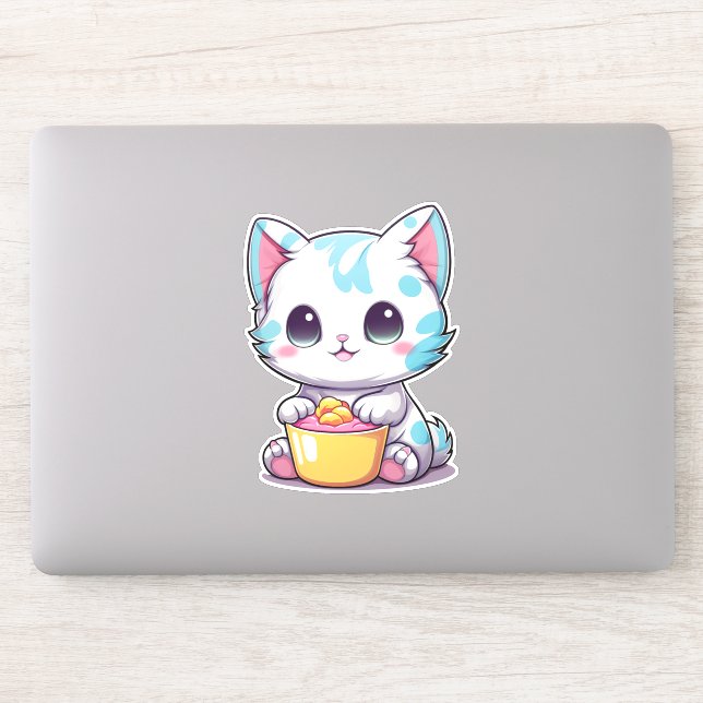 Pegatina Cute Kawaii Kitty Face | Emblema de gato dulce (Ordenador)