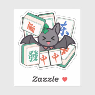Pegatina Cute Kawaii Mahjong Murciélago Jugador