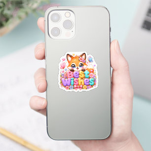 Pegatina Cute Kawaii Mejores Deseos Zorro Nombre Pastel Ros