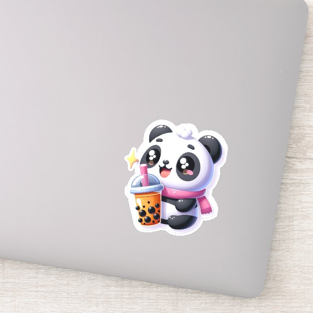 Pegatina Cute Kawaii Panda Bebe Boba Bubble Tea Kawaii (Detalle)