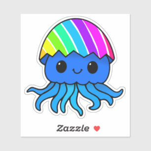 Pegatina Cute Kawaii Pascua Jellyfish Sticker Arcoíris