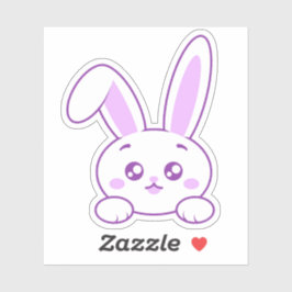 Pegatina Cute Kawaii Pastel Morado Conejo con Patas Asománd