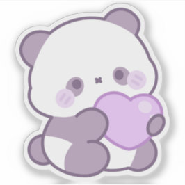 Pegatina Cute Kawaii Pastel Morado Panda con Corazón Person