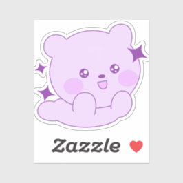 Pegatina Cute Kawaii Pastel Púrpura Brillo Oso Cachorro Per