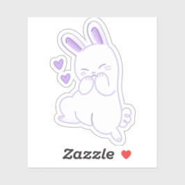 Pegatina Cute Kawaii Pastel Púrpura Conejito Tímido y Risue