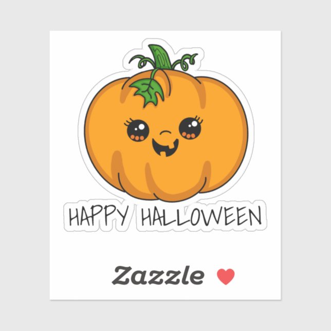 Pegatina Cute Kawaii Pumpkin Halloween (Hoja)