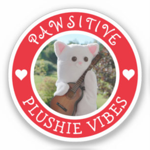 Pegatina Cute Kawaii Red Pawsitive Plushie Vibes Foto