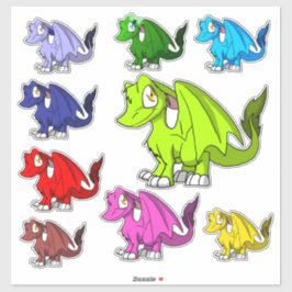 Pegatina Cute Kawaii SD Furry Dragons Ilustracion de fantas