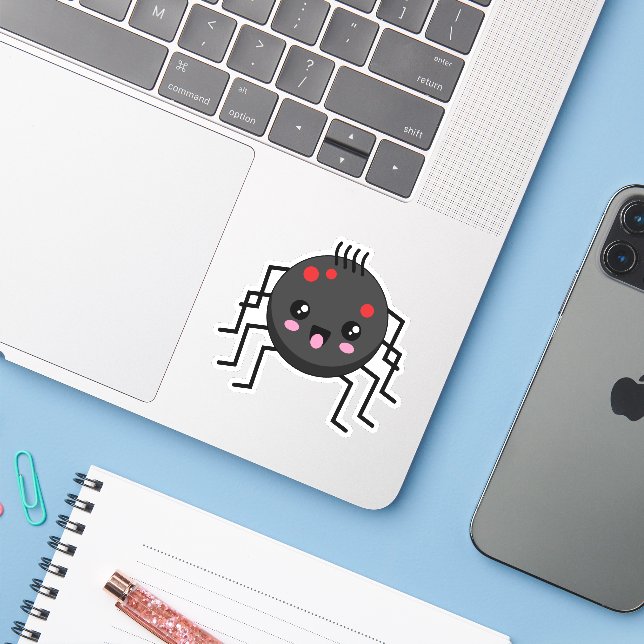 Pegatina Cute Kawaii Spider (Ordenado portátil con iPhone)