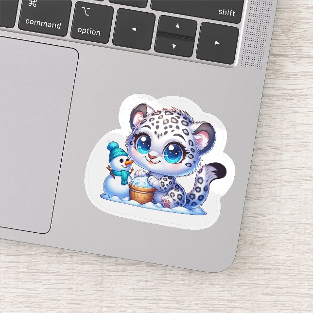 Pegatina Cute Kawaii Stickers Snow Leopard Sticker Big Cat  (Detalle)