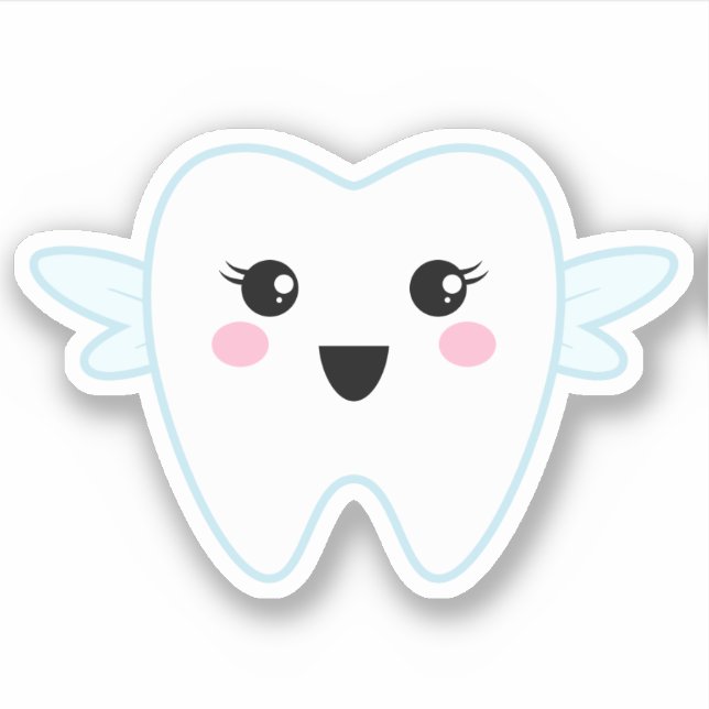 Pegatina Cute kawaii tooth hada (Anverso)