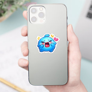 Pegatina Cute Kawaii Triste Slime Azul Llorando con Sticker